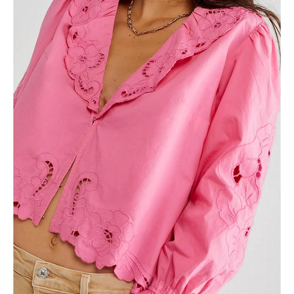 FREE PEOPLE maisie cutwork top in gumdrop